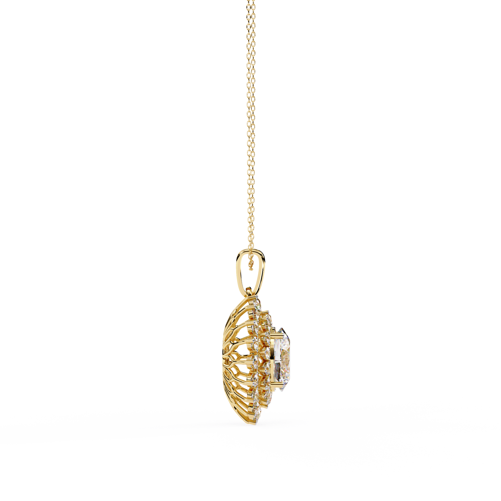 Solitairekart 3.41ct Oval Halo Natural Diamond Pendant-H Color, VS1 Clarity